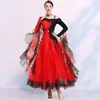 Vestido de competición de salón de baile para mujer adulta, traje de actuación de baile de vals con hombros descubiertos, diamantes de imitación, baile de Tango VDB6808