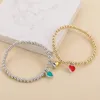 Bracelets de charme 2pcs / ensemble Gold Silver Color Heart Magnétique pour femmes hommes émail amour charms Bracelet Couple de bracelet Cadeau