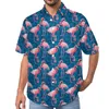 Men's Casual Shirts Tropical Birds Shirt Flamingos Leaves Beach Loose Hawaiian Street Style Blouses Short-Sleeve Graphic Oversized Top