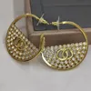 Diseñador de lujo Moda Hoop Huggie Pendientes Mujer Diamante monograma 18k oro 925 Plata Aguja joyería