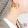 Brincos de argola francês retrô de zircônia incrustada de alto sentido exclusivo criativo e requintado moda banhado a ouro clipe de orelha que não desbota