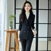 Dames Tweedelige broek Lange mouw Double Breasted Effen Kleur Slim Fit Blazer Tweedelige set Werkuniformen Oranje Formele Kleding Zwart Dames