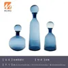 Vases Nordic Blue Gray Bottle With Lids Decorative Flower Vase Model Room Home Creative Decoration Simple