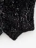 Coletes femininos COS LRIS inverno moda feminina all-match decote em V sem mangas preto com contas veludo fino colete 4387/322