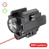 800 Lumens Light Green Red Laser Sight Combo Tactical Pistol Light USB Rechargeable Flashlight for Hunting -Red Laser