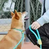 リーススリップスリップロープ犬リーシュ調整可能リードリーシュヘビーデューティミジラルラージドッグのための反射編み編みロープループカラートレーニングリーシュ
