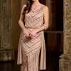 Stunning Evening Dresses with Wrap Long Formal Gowns Scoop Beaded Stretch Tulle Split Sweep Train Shining