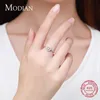 Solitaire Ring Modian Hoge Kwaliteit Echt 925 Sterling Zilver Ronde Clear CZ Bruiloft Vinger Ringen Voor Vrouwen Mode Engagement fijne Sieraden Gift Z0603