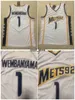 qqq8 Victor Wembanyama Metropolitans 92 NCAA College Basketball Jerseys White Size S-XXL