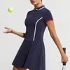 기본 캐주얼 드레스 패션 테니스 드레스 여성 골프 배드민턴 폴로 드레스 85%나일론 15%스판덱스 짧은 슬리브 스커트 캐주얼 야외 달리기 스포츠웨어 230603