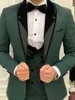 Ternos masculinos verde masculino conjunto de 3 peças formal smoking de casamento blazer personalizado ajuste fino padrinhos usar vestido de formatura jaqueta colete calça