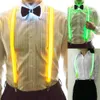 Other Event Party Supplies Light Up Men's Led Suspenders Bow Tie Perfect For Music Illuminated Festival Costume 230603