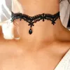 Pendant Necklaces Vintage Fashion Black Lace Heart-Shape Artificial Pearl Necklace Female Women Sexy Simple Choker Ladies Party Jewelry
