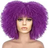 15 pouces afro bouclés perruque courte pour les femmes euro-américaine tête explosive perruque de cheveux synthétiques avec rose net plusieurs styles disponibles