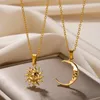 Łańcuchy 2ps Sun Moon wisior dla kobiet złoty kolor stali nierdzewnej minimalistyczne pary biżuterii Prezenty