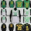 THR NCAA 20 SABRINA IONESCU JERSEY OREGON DUCKSバスケットボールジャージホワイトグリーンブラックイエローステッチ