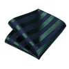 Bow Ties 2023 Green Blue Striped Silk for Men 비즈니스 웨딩 파티 액세서리 손수건 커프 단추 선물 선물 도매 dibange