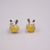 Boucles d'oreilles en argent véritable 925 pour femme femme fille or coréen jaune calcédoine style national cadeau