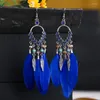 Boucles d'oreilles pendantes 2023 bohème longue plume pour femmes plage chaîne gland goutte mariage mariée bijoux Oorbellen cintres