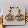 20 Style Luxury Earrings Designer For Woman Letters Dangle Earring Stud 18K Gold Plated Jewelry Women Crystal Rhinestone Pearl Earring Wedding Party