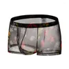 Calzoncillos Boxer de malla para Hombre, ropa interior transparente para Hombre, Boxershorts con estampado de Hombre, Boxers sexis, pantalones cortos para Hombre, bragas para Hombre Gay