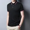 남자 폴로 티 셔츠 여름 짧은 소매 셔츠 얼음 실크 비즈니스 캐주얼 티셔츠 기질 사무실 폴로 남자 패션 의류