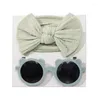 Hair Accessories Children Girl Jacquard Bow Headband & Sunglasses Beach-Pography Props Eyewear