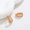 Boucles d'oreilles créoles MxGxFam Zircon fleurs motif pour femmes bijoux fantaisie 585 plaqué or 18 K bonne qualité