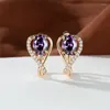 Hoop Earrings Luxury Female White Oval Zircon Multicolor Crystal Love Heart Champagne Gold Color For Women