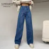 Jeans da donna Jeans da donna Denim blu Jeans a vita alta Moda chic Harajuku Streetwear Pantaloni vintage Y2K Estetica anni '90 Abbigliamento 230603