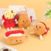 Plush Keychains 1 Pcs Kawaii Food Bread Hamburger Dog French Fries Doll Soft Stuffed Pendant for Children Gifts Toys 230603