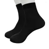 Herrstrumpor 8 par Solid Black White Men Cotton Warme Autumn Winter Mid Calf Compression Running With Toes Sox