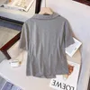 Camisetas de mujer, camiseta de verano de XL-4XL de algodón de gran tamaño para mujer, camiseta holgada de manga corta Irregular de talla grande con cuello en V de estilo chino