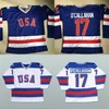 C2604 Mit #17 Jack O'Callahan 1980 Miracle On Ice Hockey Jersey Herren 100 % genähte Stickerei s Team USA Hockey Jerseys Blau Weiß