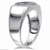 Wedding Rings Trendy Male Small Square White Zircon Ring Silver Color Stone For Men Couple Black Resin Engagement