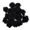Fiori decorativi 80 pezzi Rosa nera Fiore di seta artificiale Festa di nozze Casa Ufficio Decorazioni da giardino Fai da te