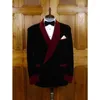 Herrenanzüge Winter Zweireiher Herren Samt Schwarz Hochzeit Bräutigam Neuestes Kleid Design Blazer (ein Stück)