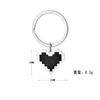 Black Mosaic Heart Pixel Peach Heart Stainless Steel Keychain Love Bag Keychain Engraved 1224440