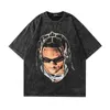 TKPA Butterfly Skull Print Wash Short Sleeve T-Shirt Men's Hip Hop High Street Par Top