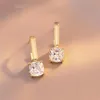 Boucles d'oreilles 14k Plaqué Or Bijoux De Mode Zircon Pour Femme Style Coréen Cristal Peint À L'huile Géométrique Carré Boucle D'oreille