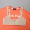 T-Shirt Femme Sexy Perles Perles Camisole Sling Sans Manches Crop Tops Soutien-Gorge Spaghetti Sangle Gilet Réservoirs pour Party Clubwear Été 2022