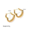 Hoop Earrings Minar Minimalist Hollow Out Love Heart 18K Gold PVD Plating Titanium Steel Striped Large Earring For Women Gifts