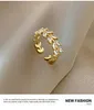 Vershal C253 New Design 18k Gold Plated Minimalist Cubic Zirconia Leaf Adjustable Ring