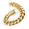 8/10/12/14/16/18mm kubanska guldarmband Herrsmyckekedja 14K Solid Gold Fill Hip Hop Cuban Chain Round Grind krypterade armband*Diamantlås*