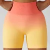 Traje de yoga Gradiente Pantalones cortos de yoga sin costura Gimnasio Correr Entrenamiento Pantalones cortos deportivos ajustados Cintura alta de mujer Elástico Levantamiento de glúteos Pantalones de fitness 230603