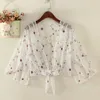 Women's T-Shirt Women Mesh Sheer Cover Ups Shirts Tops Floral Embroidery Long Sleeve See-through Cardigan Blouse Beach Boho Shawl Bathing Suit 230603