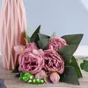 Flores decorativas 32 cm Peonía blanca Artificial Diy Wedding Party Bouquet Decoración Arreglo de plástico Bebés Aliento Flor falsa Home Deco