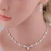 2023 luxe Simple creux Double en forme de coeur colliers exquis cristal pendentif chaîne collier pour femmes ensemble de bijoux de mariage