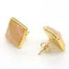 Stud Earrings FYSL Light Yellow Gold Color Square Pyramid Amethysts Stone For Women Lapis Lazuli Jewelry