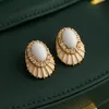 Medieval pearl shell earrings female niche design retro style earrings vintage French light luxury women earrings E07